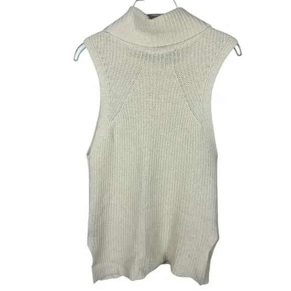 360 Cashmere Cream Cashmere Collared Sleeveless Knit Sweater Tank M - Picture 2 of 6